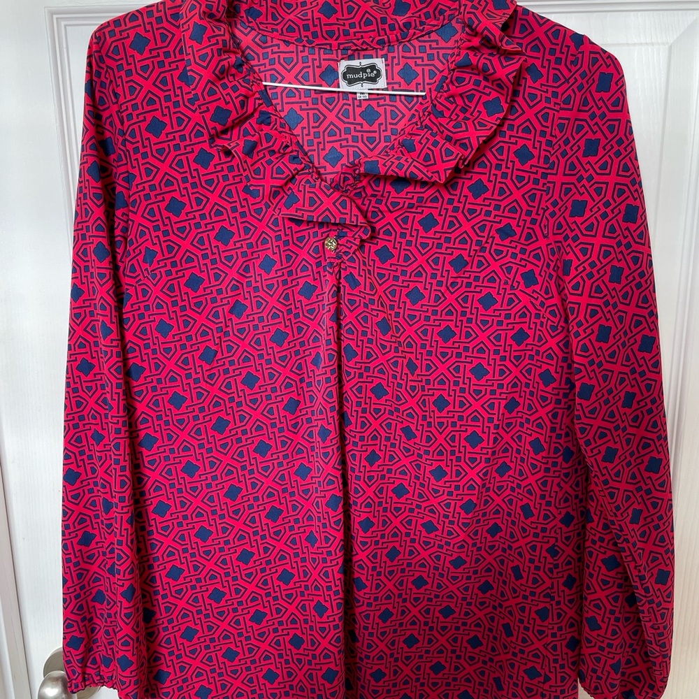 Mud Pie  Pink and Blue Geometric Women's Top